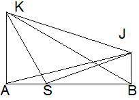 Перпендикуляром, проведённым из точки J к прямой AS , является: SJ AK BS JA JB JK