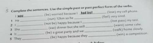 Complete the sentences. Use the simple past or past perfect form of the verbs. Например:I was (be) w