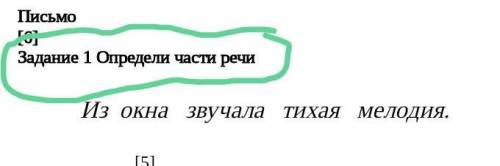 Задание 1 Определи части речиИз окна звучала тихая мелодия