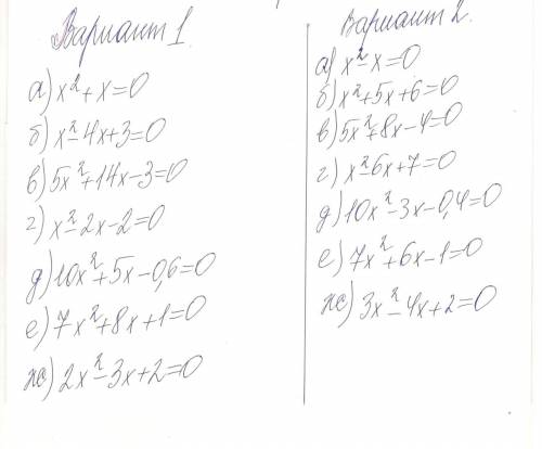Тема ( формула корней квадратного уравнения с решением 1 варианта.