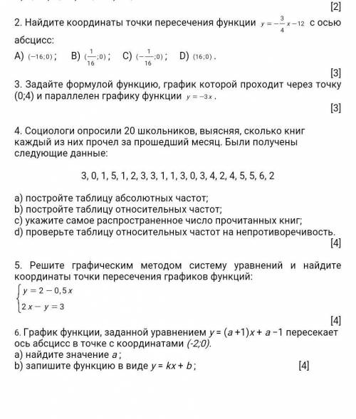 Найдите координаты точки пересечения функции с осью абсцисс:​