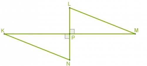 Два перпендикулярных отрезка KM и LN пересекаются в общей серединной точке P. Какой величины∡ N и ∡
