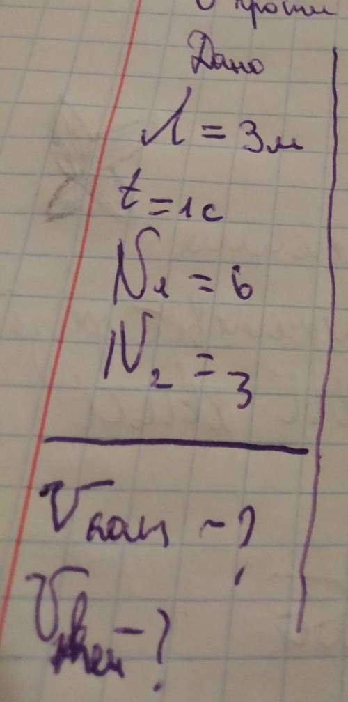 Λ=3м, t= 1с ,N =6, N=3 знайти U катера і U течіїРозв'яжіть будь ласка задачу по дану​