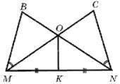 На рисунке MK = KN, OK MN, BMO = CNO .Докажите, что: ∆ MBO = ∆ NCO.