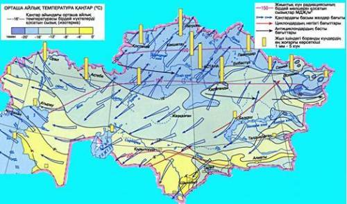 3. проанализируйте климатическую карту Казахстана.
