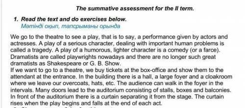 1)We go to the theater to see a play. a) True b) False2. Lighter character is not a comedy.a) True b