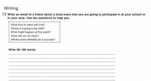 2 Write an email to a friend about a local event that you are going to participate in at your school