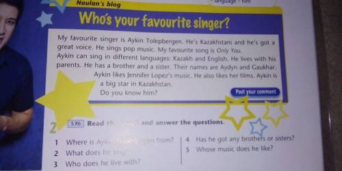 Ex 2 Read the email and answer the questions. 1 Where is Aykin Tolepbergen from? 2 What does he sing
