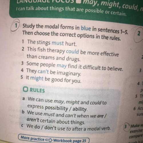 Study the modal forms in blue in sentences 1-5