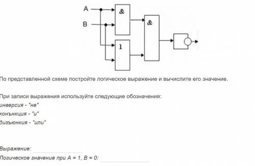 По представленной схеме постройте логическое выражение и вычислите его значение. При записи выражени