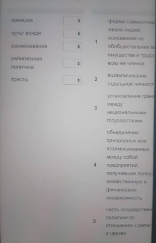 Установите соответствие ( ): коммунаформа совместежизни людей,культ вождяоснованная на1обобщестелени