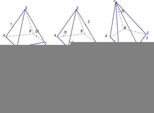 Задание 3. Построить плоское сечение пирамиды плоскостью, заданное тремя точками (1; 2; 3).