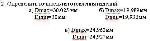Определить точность изготовления изделий а) Dmax=30,025 мм б) Dmax=19,989мм Dmin=30мм Dmin=19,936мм