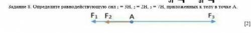 Задание 8. Определите равнодействующую сил 1 = 3Н, 2 = 2Н, 3 = 7Н, приложенных к телу в точке А.  ​