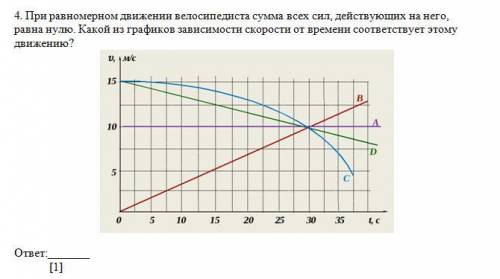 При равномерном движении велосипедиста сумма всех сил, действующих на него, равна нулю. Какой из гра