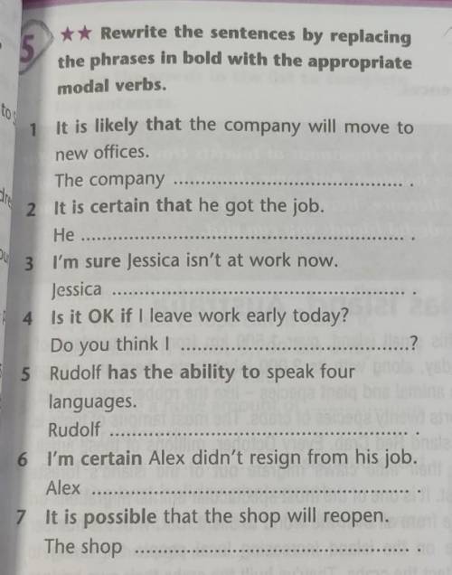 the phrases in bold with the appropriatemodal verbs.y to Sp1 It is likely that the company will move