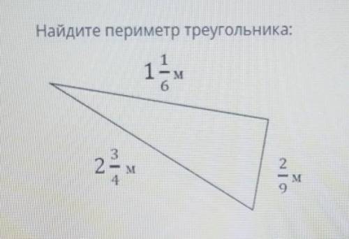 Найдите периметр треугольника:1. 1/6м2. 3/4м2/9м​