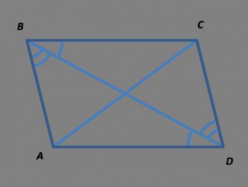 В треугольниках ABD и BDC ∠ABD=∠BDC, ∠CBD=∠BDA,AD=6,7 см, CD=5,4 см. По данным рисунка заполните таб