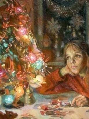 Цагараев Максим Максимович «У новогодней ёлки» (1991 г.) - анализ картины​