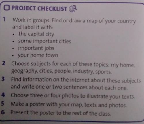 3 Make a poster about yourcountry. Follow the steps in theproject checklist. ​