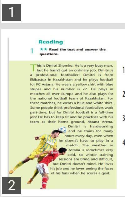 Read the text and mark the sentences T (true), F (false) or DS (doesn't say). 1 Dmitri plays footbal