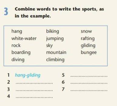 Combine words to write the sports, as in the example​