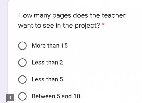 How many pages does the teacher want to see in the project?