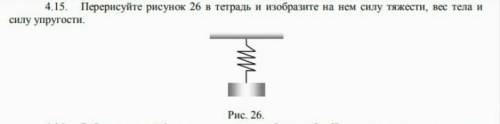 Перерисуйте рисунок 26 в тетрадь и изобразите на нем силу тяжести вес тела и силу упругости