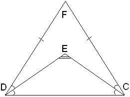 DF=FC; DE− биссектриса∢CDF; CE− биссектриса∢FCD; ∢CED=127°. Угол FCD равен: ?