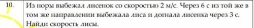 Из норы выбежал лисенок со скорость 2м/с ... У МЕНЯ СЧ​