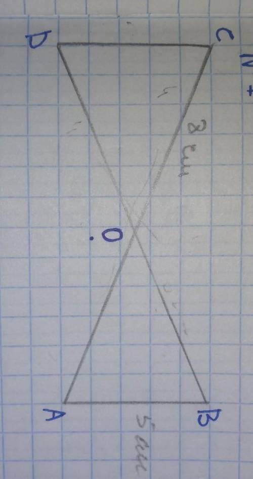 Дано: АО= CO, BO = DO, CO = 8 см, ВО = 6 см,= 5см Найти: Периметр треугольника COD. ​