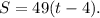 S=49(t-4).