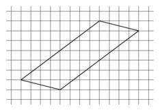На клетчатой бумаге с размером клетки 1×1 изображён параллелограмм. Определи длину его большей диаго