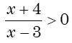 Розв’яжіть нерівність x+4/x-3 > 0