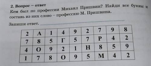 Кем был по профессии Михаил Пришвин? Найди все буквы и 2. Вопросответсоставь из них словопрофессию М