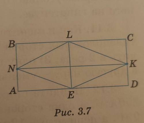 3.2. Точки N, E, Lи К - середины соответству- ющих сторон AB, AD, BC и CD прямоугольникаABCD (рис. 3