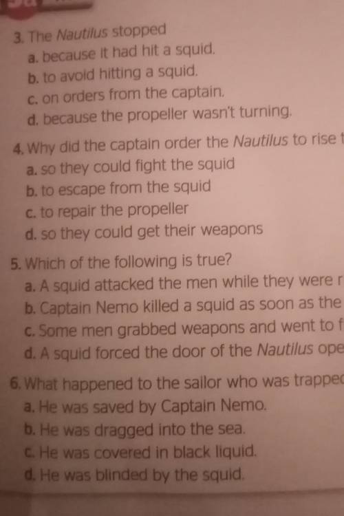 1. Who is narrating the story? a. a sailorb. a marine biologistc. the captain of the Nautilusd. the