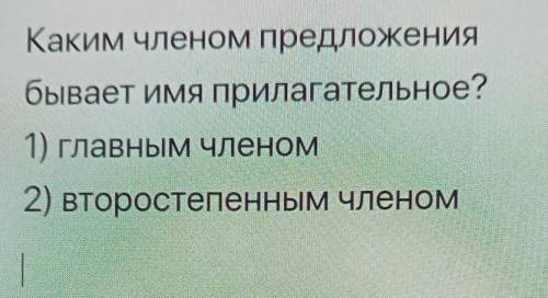 Каким членом предложения бывает имя прилагательное?1) главным членом2) второстепенным членом​