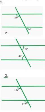 Обозначь на рисунках прямые и секущую и докажи параллельность прямых.​