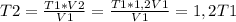 T2 = \frac{T1*V2}{V1} = \frac{T1*1,2V1}{V1} = 1,2T1