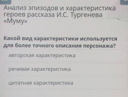 Анализ эпизодов и характеристика героев рассказа И.С. Тургенева«Муму»Какой вид характеристики исполь