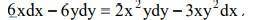 Найти общий интеграл дифференциального уравнения 6xdx-6ydy=2x^2ydy-3xy^2 dx
