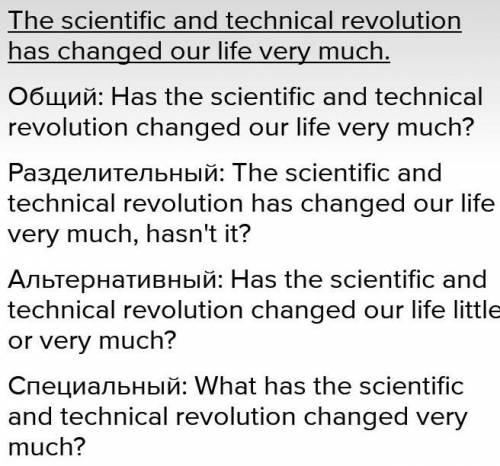 нужно к этому предложению написать общий, альтернативный и специальный вопрос The scientific and tec