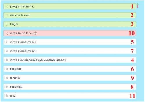 расставить в правильном порядке