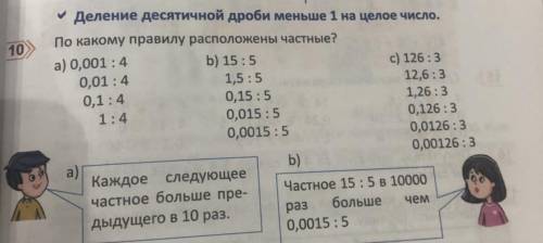 По какому правилу расположены частные?