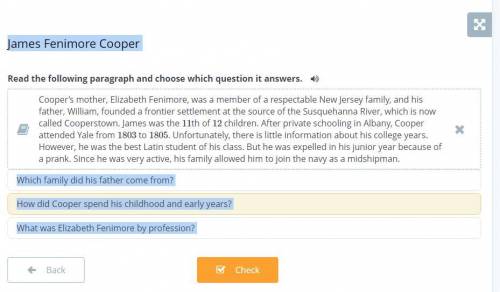 James Fenimore Cooper Which family did his father come from?How did Cooper spend his childhood and e
