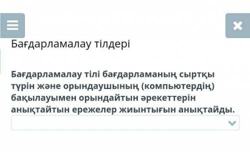 Бағдарламалау тілдері Бағдарламалау тілі бағдарламаның сыртқы түрін және орындаушының (компьютердің)