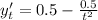 y'_t=0.5-\frac{0.5}{t^2}