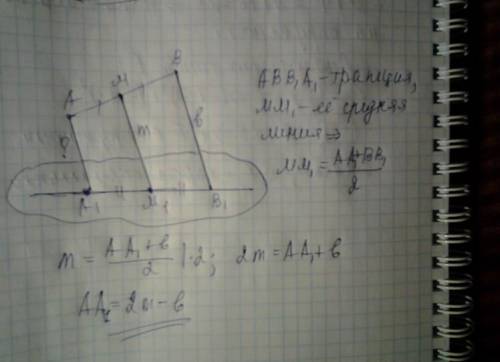 Відрізок A1B1 - паралельна проекція відрізка AB на площину а. Знайдіть довжину відрізка MM1, якщо AA