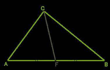 Обчисли периметр трикутника ACB, якщо CF — медіана, і відомо, що BC=300мм,AF=250мміAC=400мм Відповід